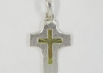 Kreuz-Anhänger Silber mit 585/- Gelbgold