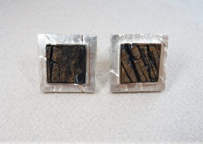 Manschettenknöpfe Silber mit Obsidian