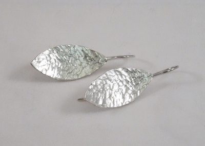 Ohrringe Silber Navette-Form mit Hammerschlag