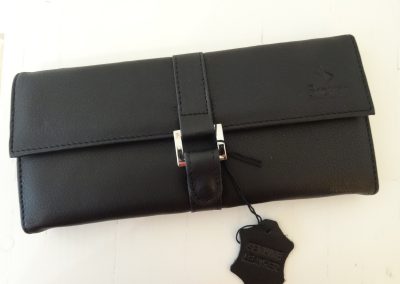 Schmuckrolle, Reiseschmucketui echt Leder, schwarz, Firma Sacher, Made in Germany